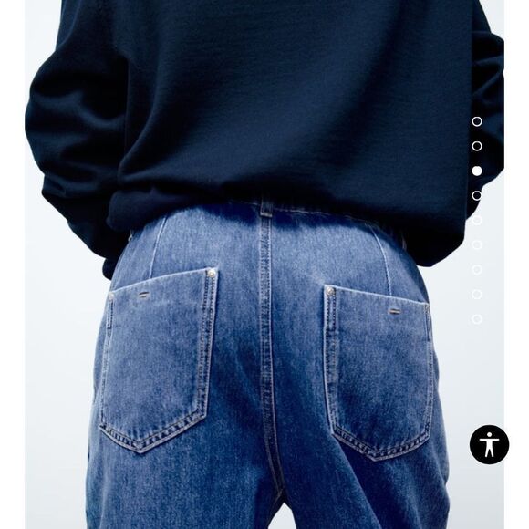 New Zara Baggy Paperback Elastic Waist Mom Jeans size 10 - Picture 4 of 12